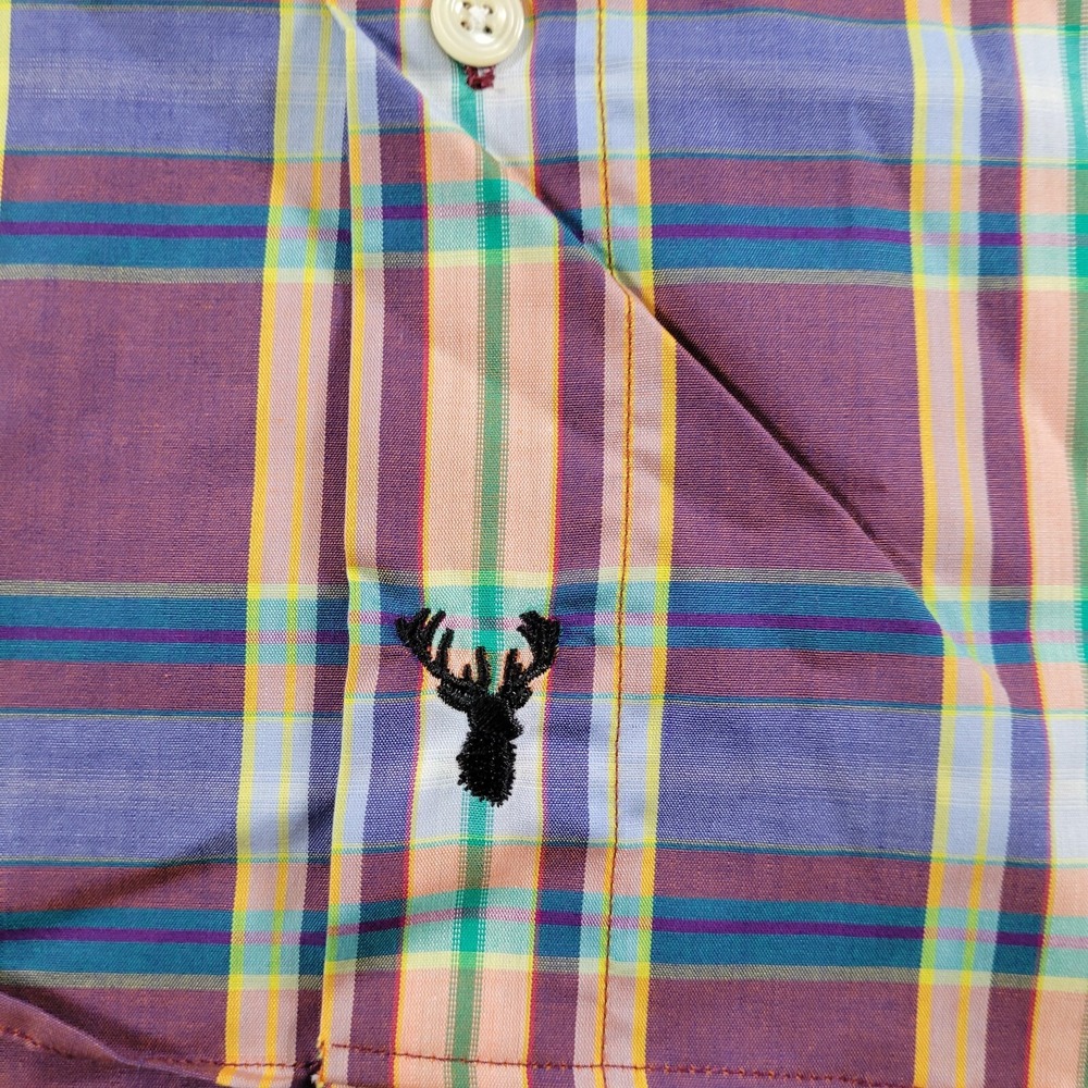 Viyella Shirt Men's Medium Button Down Collar Plaid Short Sleeve - Picture 7 of 8